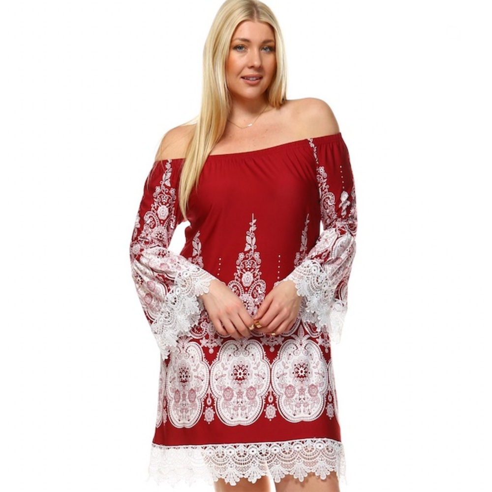 White Mark Burgundy And White Women's Mya Dress Size Medium New